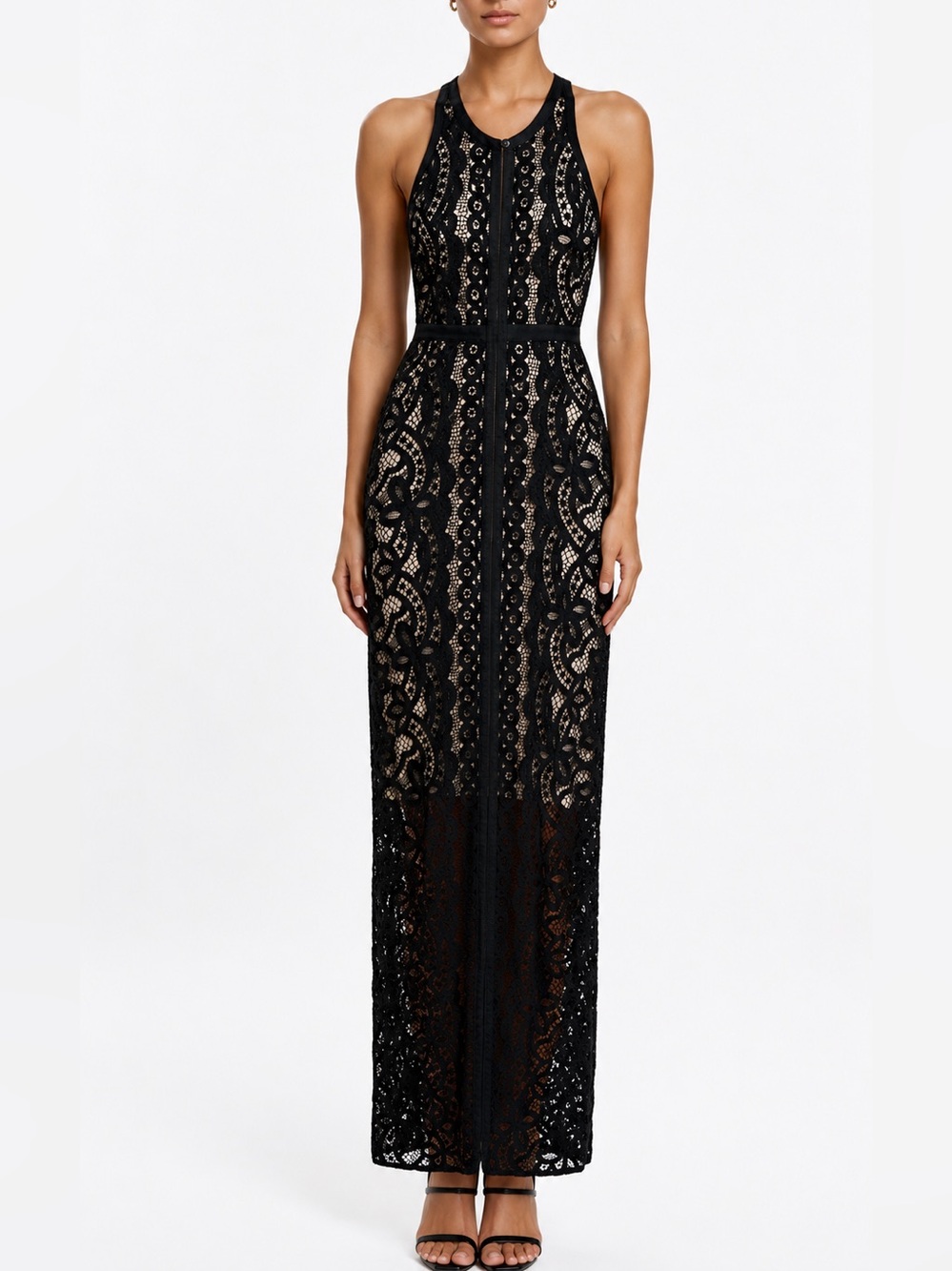 Anthropologie Black Lace Maxi Dress